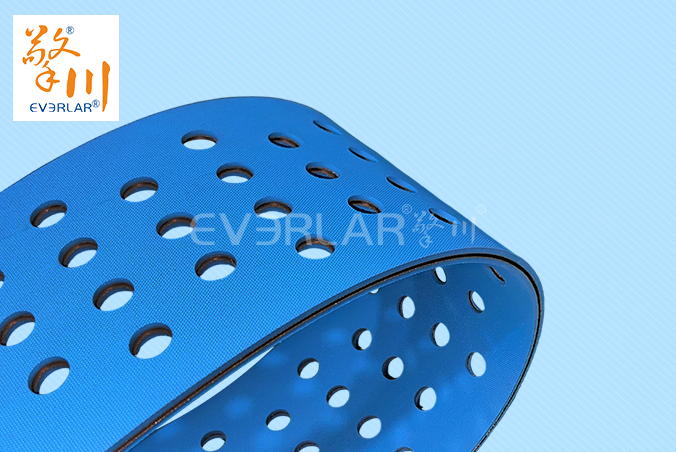 藍色片基帶打孔低噪音耐磨紡織印刷糊盒機皮帶尼龍平面?zhèn)鲃訋? action=