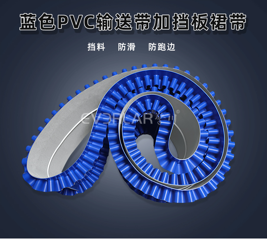 藍(lán)色PVC<a href='http://www.everla.com/shusongdai/' target='_blank'><u>輸送帶</u></a>加擋板裙帶詳情01